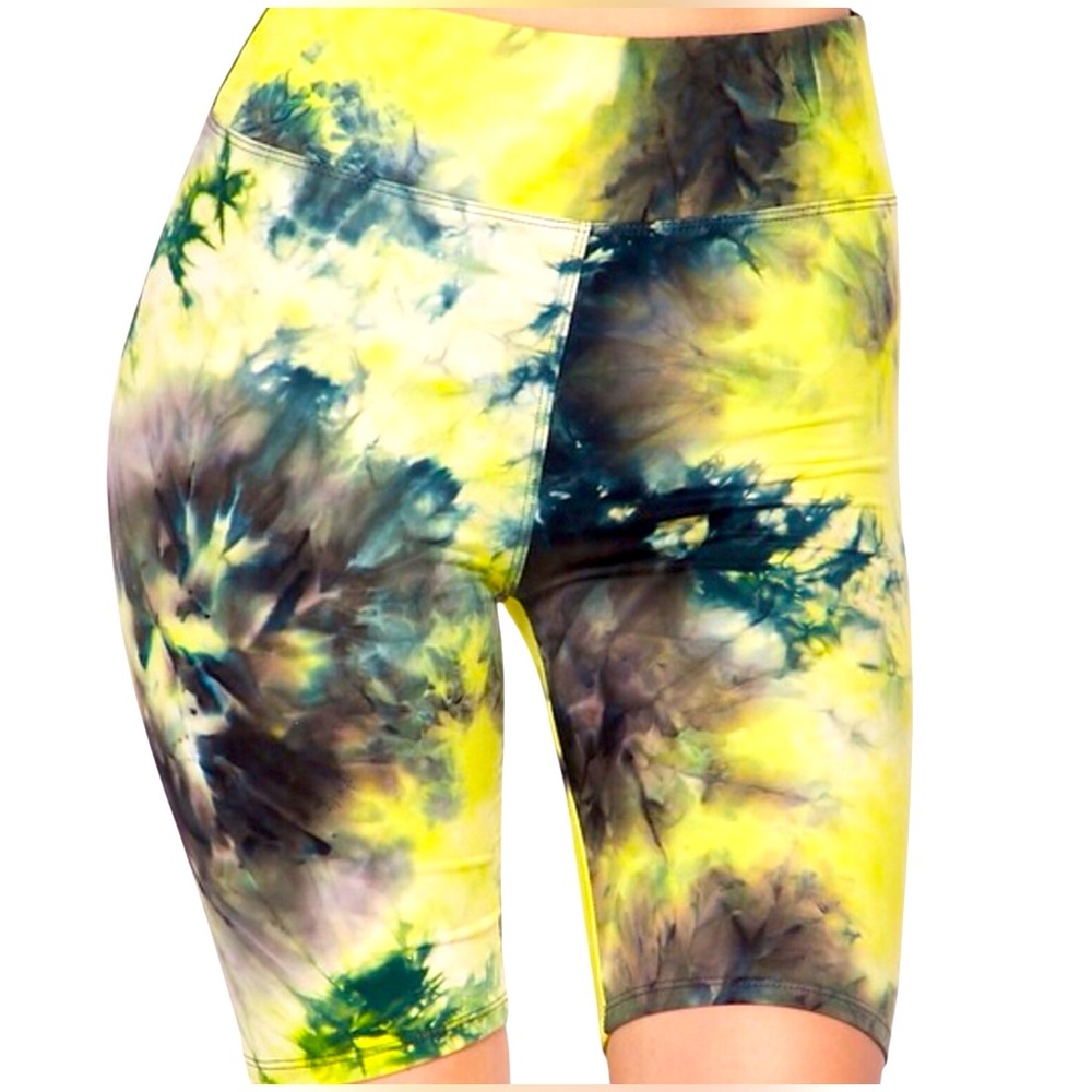 New Mix Tie Dye Bike Shorts Women Color Yellow Size L/XL